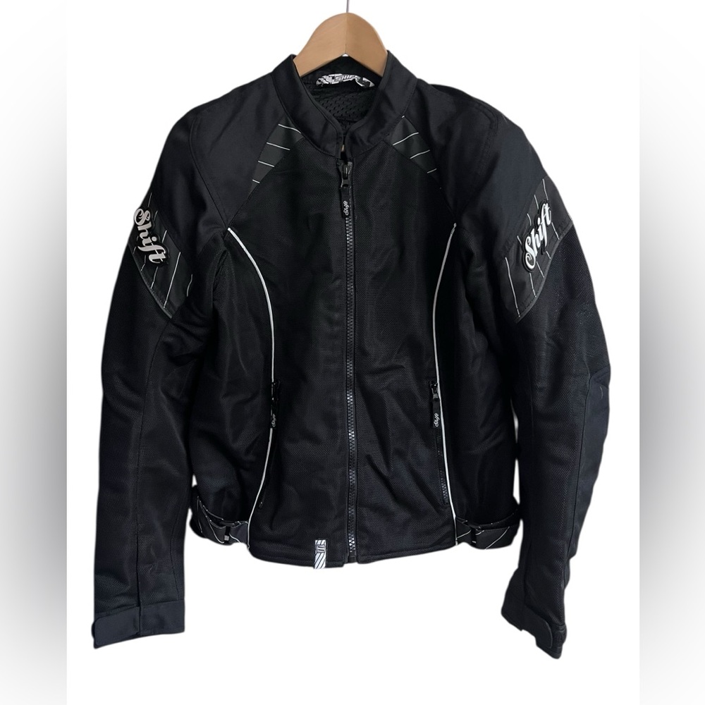 VTG SHIFT Y2K 2009 Women’s Padded Black Moto Biker Protective Jacket Sz M EUC‎